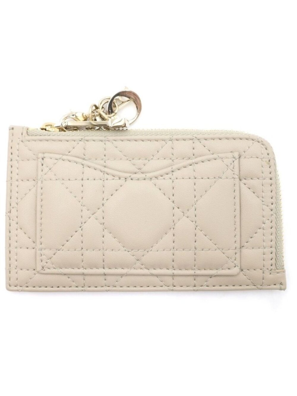 Dior Cannage Fragment Card Case Beige